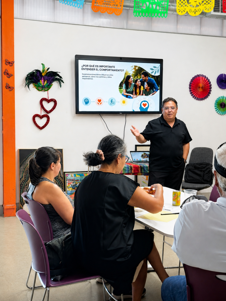 VIVE engaging parents in an interactive conversation about healthy aging, independence, emotional well-being, and the concerns that come with growing older.