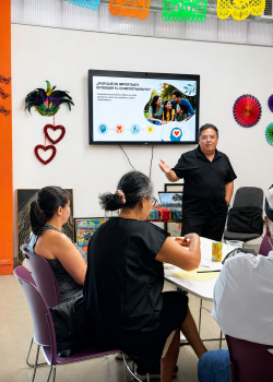 VIVE engaging parents in an interactive conversation about healthy aging, independence, emotional well-being, and the concerns that come with growing older.